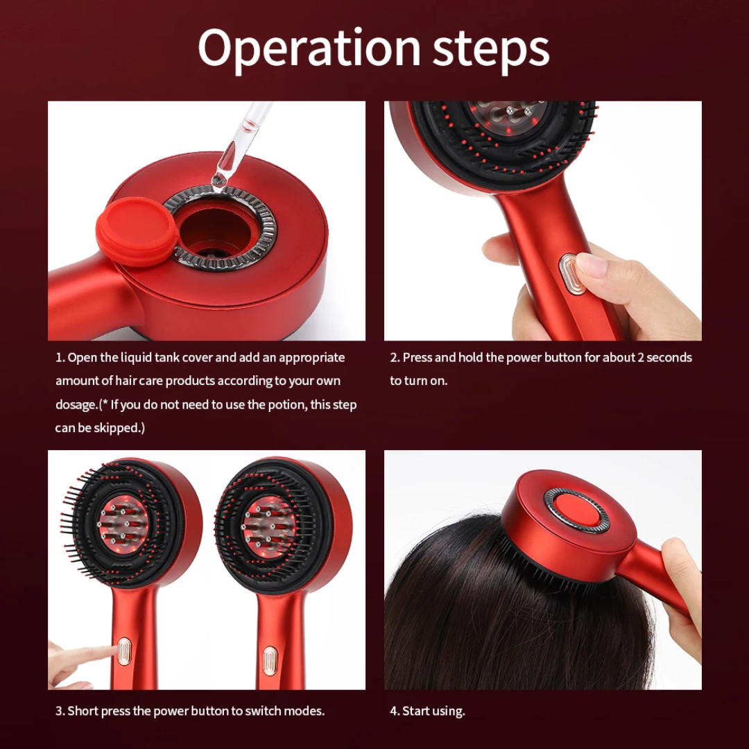 Hair Wellness Massage Comb with Red Light & Oil Applicator